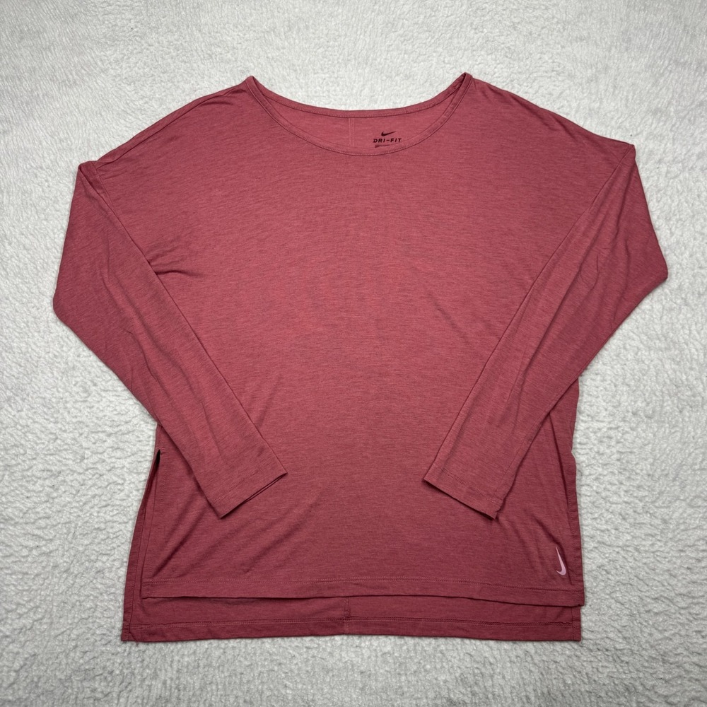 Nike Long Sleeve Athletic Gym Yoga Shirt Red CJ9324-614 Women's Size Medium